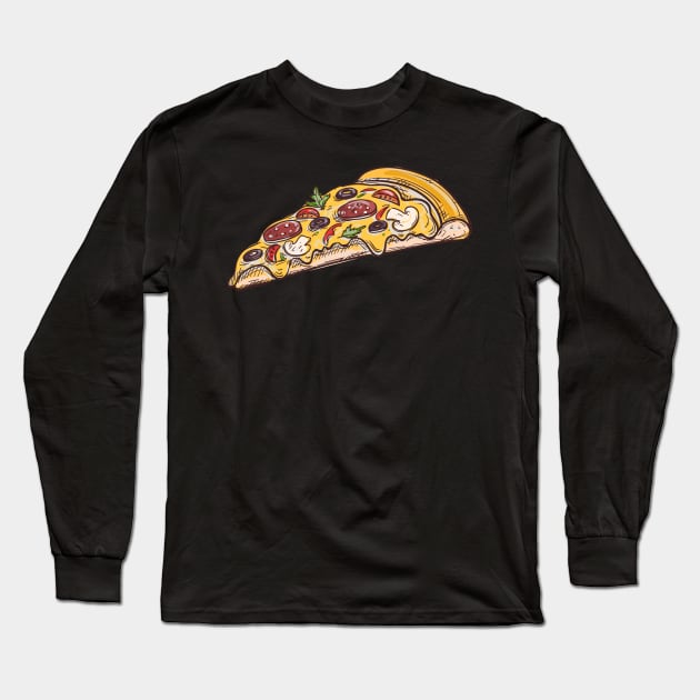 Italian Pizza Napoles Sketch Long Sleeve T-Shirt by InkyArt